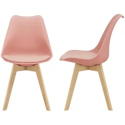 Helloshop26 - 2er-Set Esszimmerstühle skandinavischer Stil Küche Kunststoff Buche 81 cm rosa 03_0002773