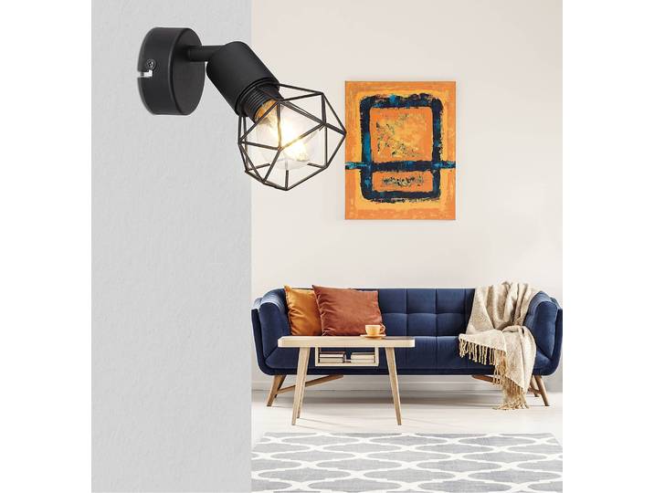 Spot mural Xara I 8 x 14 x 13cm Noir Fer noir, Fer noir LED E14