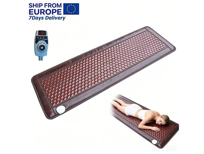 Matelas de massage chauffant électrique en jade, pierre de tourmaline naturelle et de germanium, tapis chauffant infrarouge lointain pour soulager les douleurs dorsales