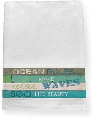 Laural Home Rules of the Ocean Blue/Green Cotton Bath Towel