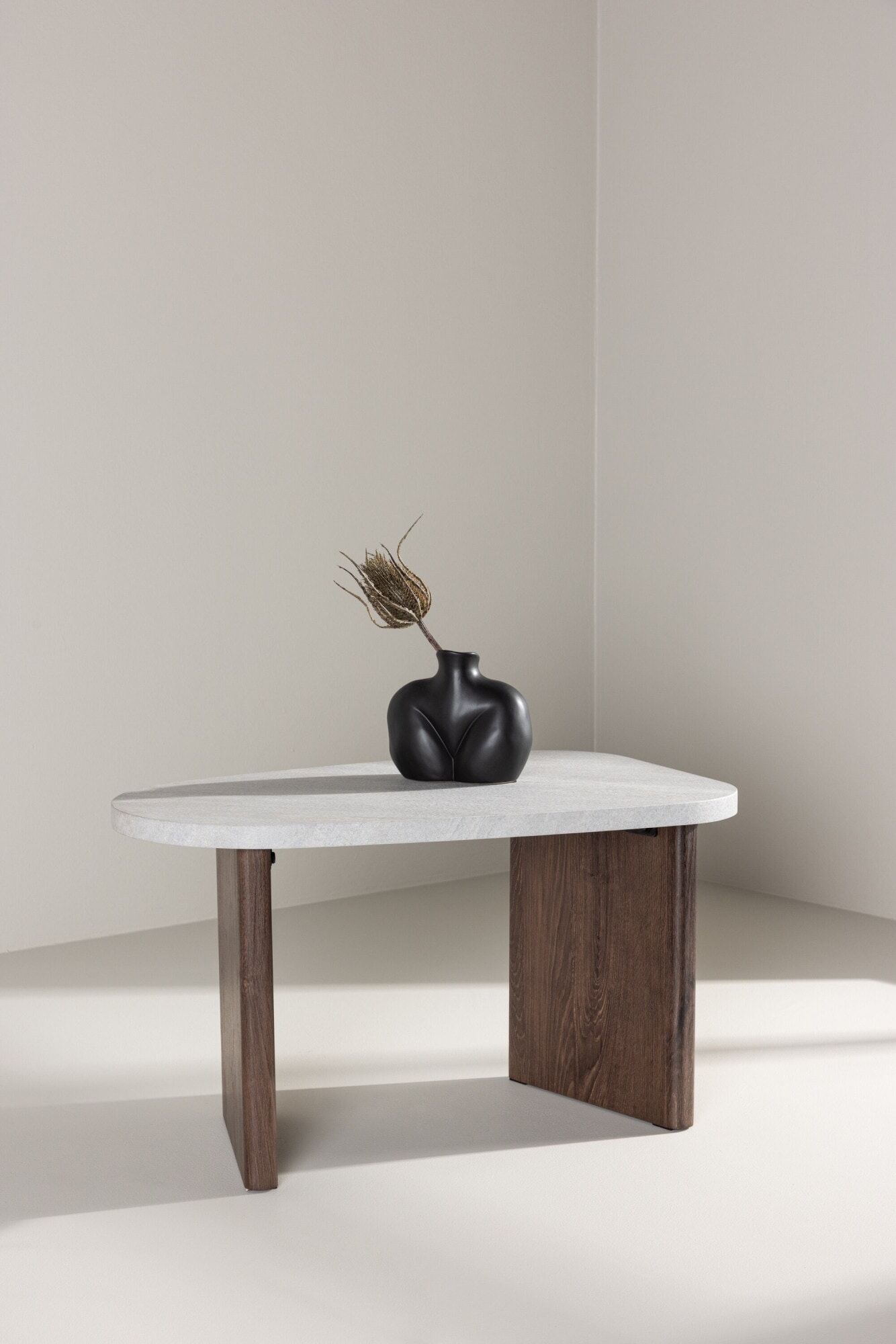Beistelltisch VENTURE HOME, braun (grau, hellgrau), B:45cm H:40cm T:45cm, Tische, Beistelltisch, Ablagetisch, MDF, oval, niedrig, kompakt, wohnlich