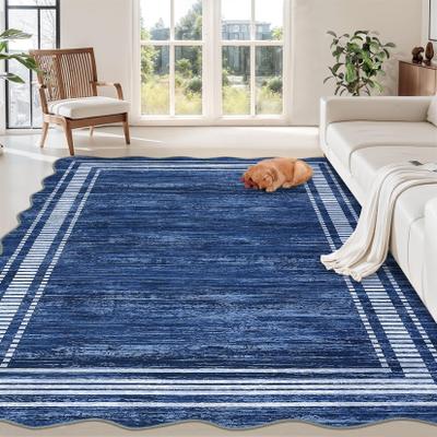 Garvee Scalloped Modern Bordered Area Rug