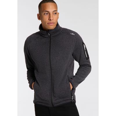 Strickfleecejacke CMP "MAN JACKET", Herren, Gr. 50, grau (ero, glacier), Strick, Obermaterial: 100% Polyester, normal, eingefasste Kante, Jacken, mit hochschließendem Kragen, atmungsaktiv, wasserabweisend
