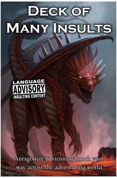 Deck of Many Insults by Loke Battlemats, 100-Card Insult and Comeback Deck for Tabletop Gaming