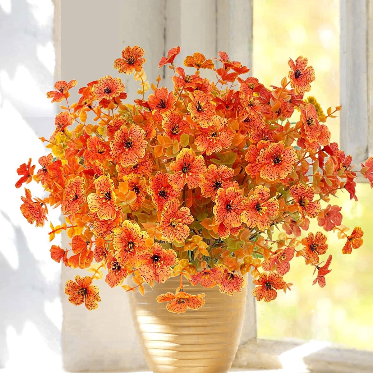 Set van 6 bundels weerbestendige kunstbloemen voor herfstdecoratie met zijden herfsttakken en herfstboeketten