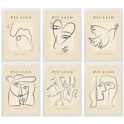 POSTER Set Mit 6 Illustrationen Von Pablo Picasso Frieden A3 Weißer Rahmen