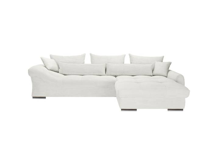Carryhome Ecksofa, Creme, Metall, 3-Sitzer, Füllung: Schaumstoffflocken,Schaumstoffflocken,Schaumstoffflocken, Ottomane rechts, L-Form, 335x225 cm, seitenverkehrt erhältlich, haustierfreundlicher Bezug, Wohnzimmer, Sofas & Couches, Wohnlandschaften, Ecksofas