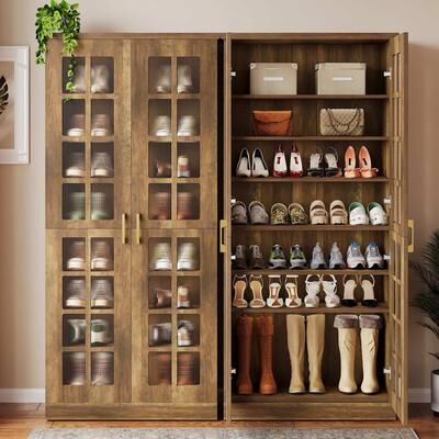 Bluebell 8-Tier Modern Shoe Storage Cabinet with Doors and Adjustable Shelves