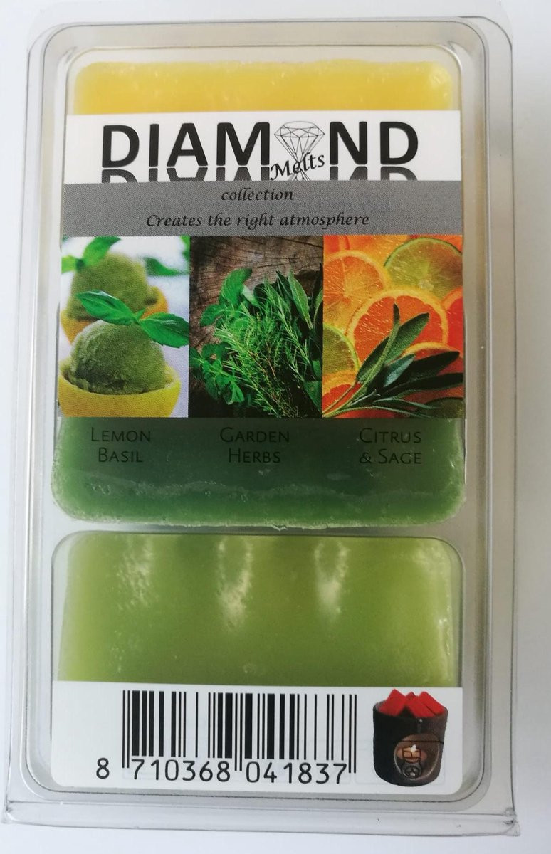 Diamond Melts Wax Melts - Citroen Basilicum - Garden Herbs - Citrus & Salie