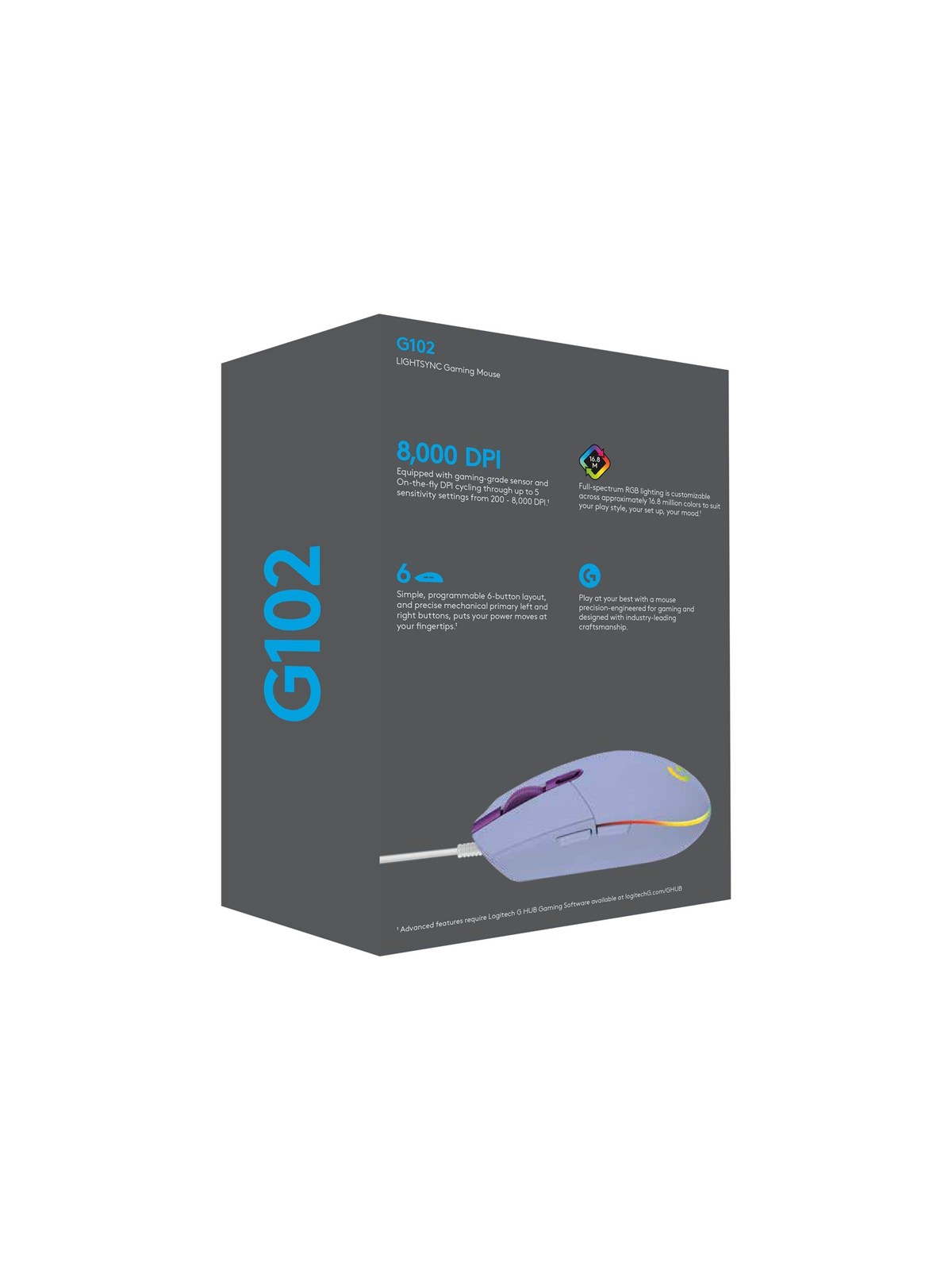 Logitech G102 LIGHTSYNC - Lilac - Gaming Maus (Lila mit RGB)