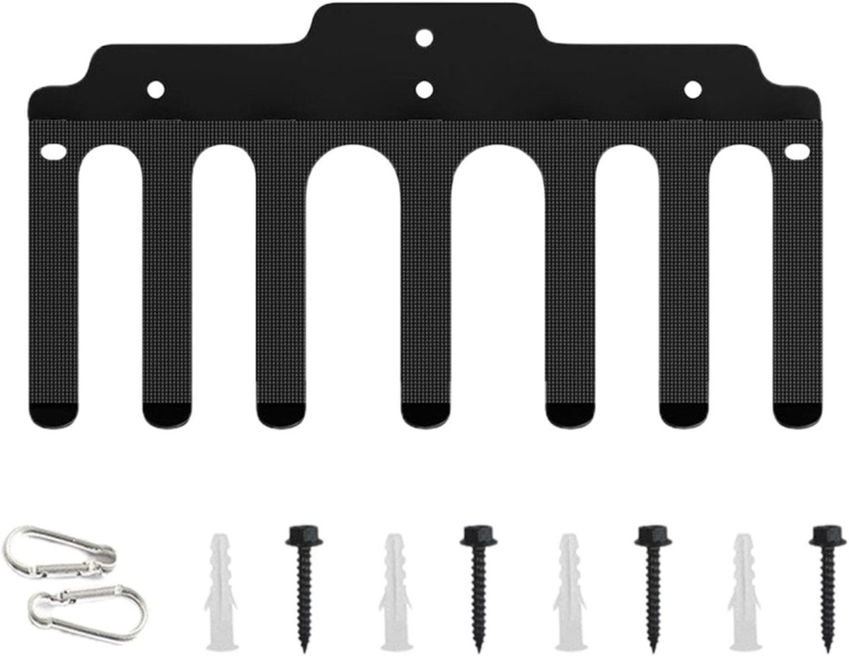 Gym Opbergrek Wandmontage met 7 Haken - Halterhouder voor Fitness - 38,5 cm Lengte - Meerkleurig