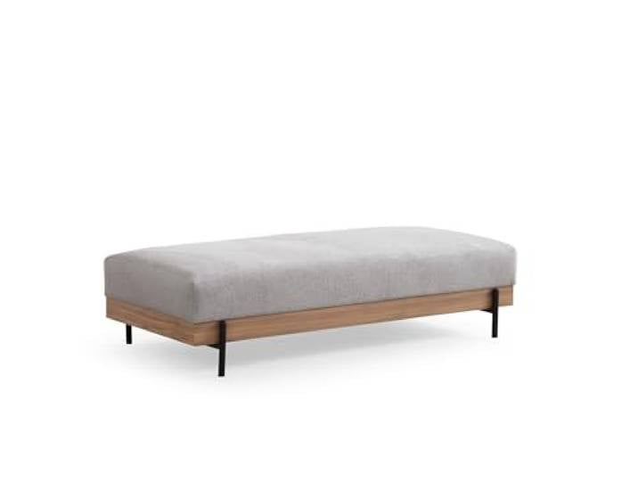 Atelier Del Sofa Stilvoller Pouf mit Buchenholzrahmen, 158 x 68 x 38 cm, Grauer Polyesterbezug, weicher Schaumstoffpolsterung und Metallbeinen Perfekt für Moderne Wohnräume