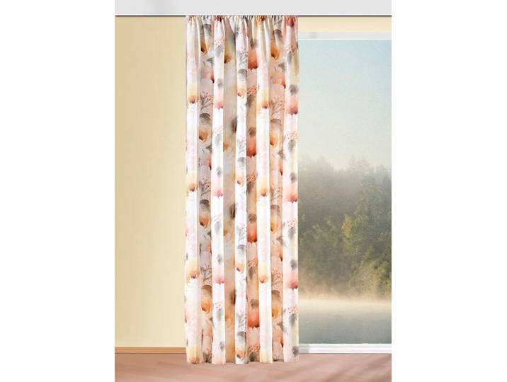 Floral gestaltete Übergardine mit Universalschienenband, Multicolor, Größe 436 (H225xB140 cm)