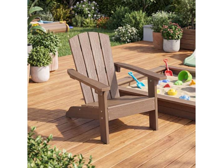 Fauteuil Adirondack COSTWAY Enfant pour 3-8 Ans - Charge 75kg pour Jardin Piscine Terrasse 55 5x51x56 CM Marron