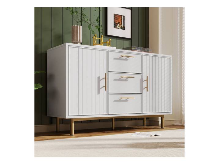 STILVORA Sideboard mit 2 Türen&3 Schubladen,Sideboard Flurschrank mit Ablage verstellbar (Beistellschrank, Aufbewahrungsschrank Sideboard)