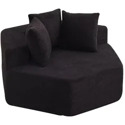 MODFU Loungesessel Chenille Schwarz, sechseckig mit 3 Kissen