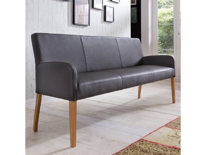 Sitzbank aus Leder 163 cm mit Holzgestell Alfo