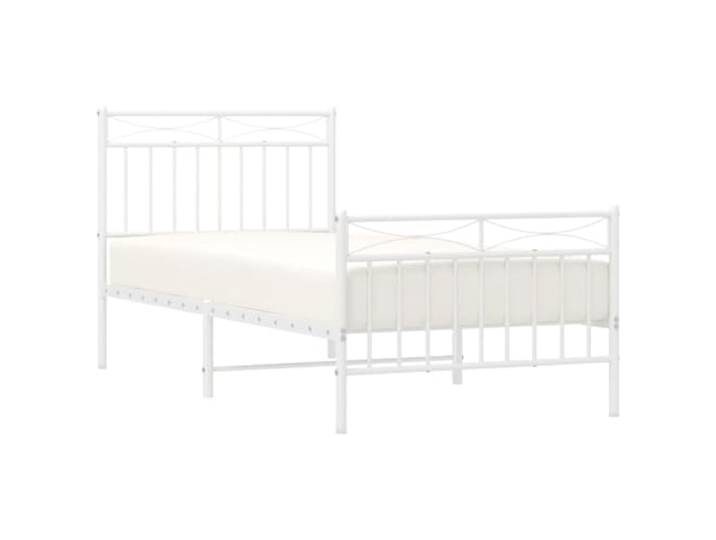 KTHLBRH Bettgestell aus Metall, weiß, 90 x 200 cm Lackierter Stahl, Latten inklusive, Stauraum unter Bett 26 cm, Kopfstütze Rückenlehne