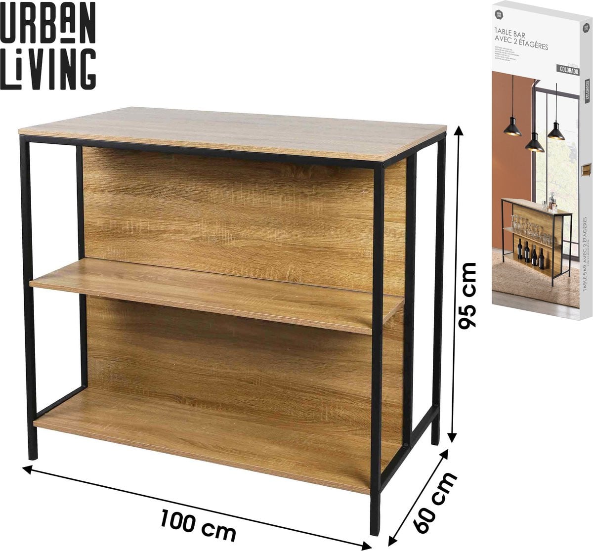 COLORADO Bartafel met 2 legplanken