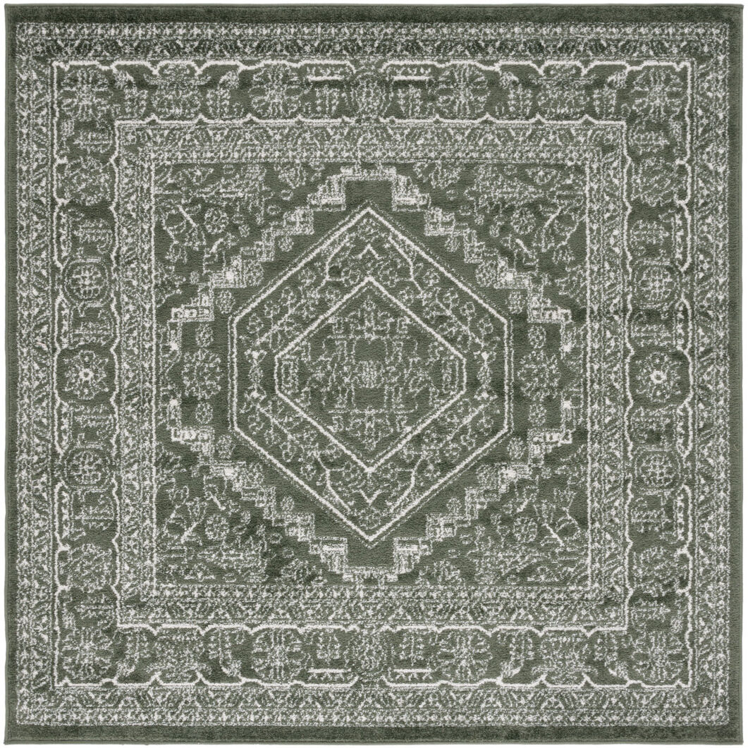 Ophelia & Co. Adirondack Area Rug In Dark Green / Ivory Dark Green / Ivory Square 183 cm