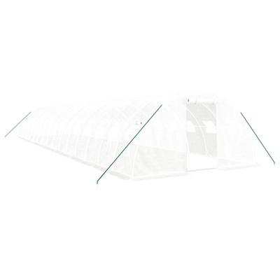 Helloshop26 - Gewächshaus Zeltdach Pflanzen Blumen Gemüse mit Stahlrahmen 64 m² 16 x 4 x 2 m weiß 02_0044617