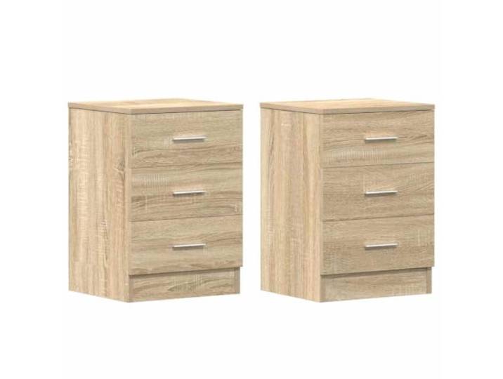 fsahslih Nachttisch 2er Set Sonoma-Eiche 38x35x56cm Holzwerkstoff Praktisches 2er Set für das Schlafzimmer mit 3 Schubladen für geordneten Stauraum und zeitloses Design.