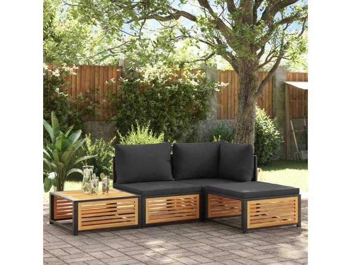 Promotion mars  * Canapé d'extérieur(1 PC)- YUNYAN - Tabouret de jardin - MEUBLE JARDIN - avec coussin 68x68x30cm bois massif d'aca