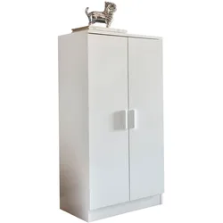 SCHUHSCHRANK – Weiß, 55x108x35 cm, geschlossen, Flurschrank mit 2 Türen
