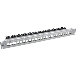 INLINE Patchfeld 24-fach, Keystone Leerblech Patchpanel, 19", 1HE, lichtgrau
