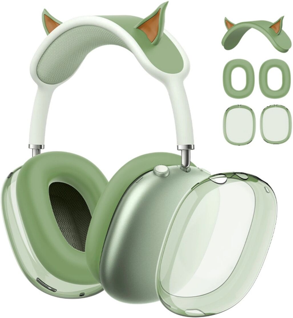 INF Housse bandeau et coques d'oreille 3 pièces – Silicone + TPU, anti-choc, lavable – compatible avec AirPods Max (1/2) Vert