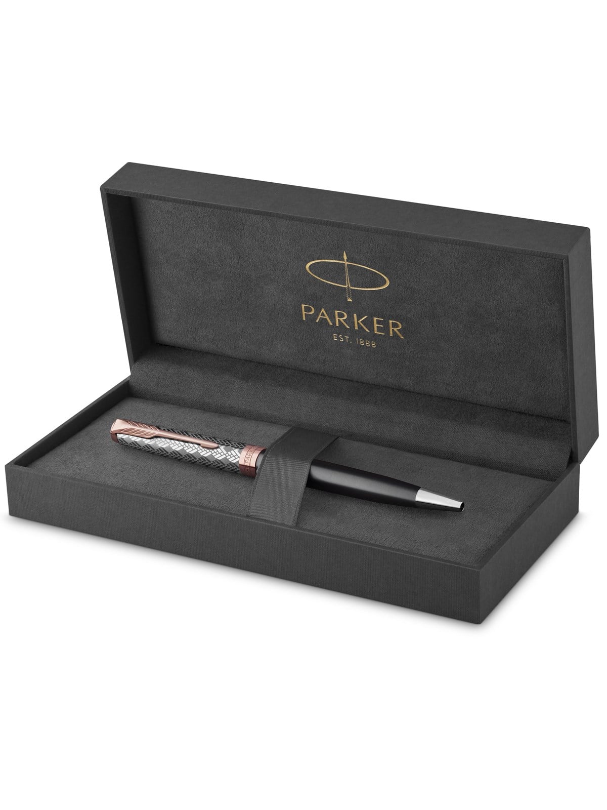 Parker PARKER Sonnet Kugelschreiber | Premium Metal & Grey Satinierung mit Rotgoldbeschichtung | Medium Spitze mit schwarzer Tinte Nachfüllen | Geschenkbox
