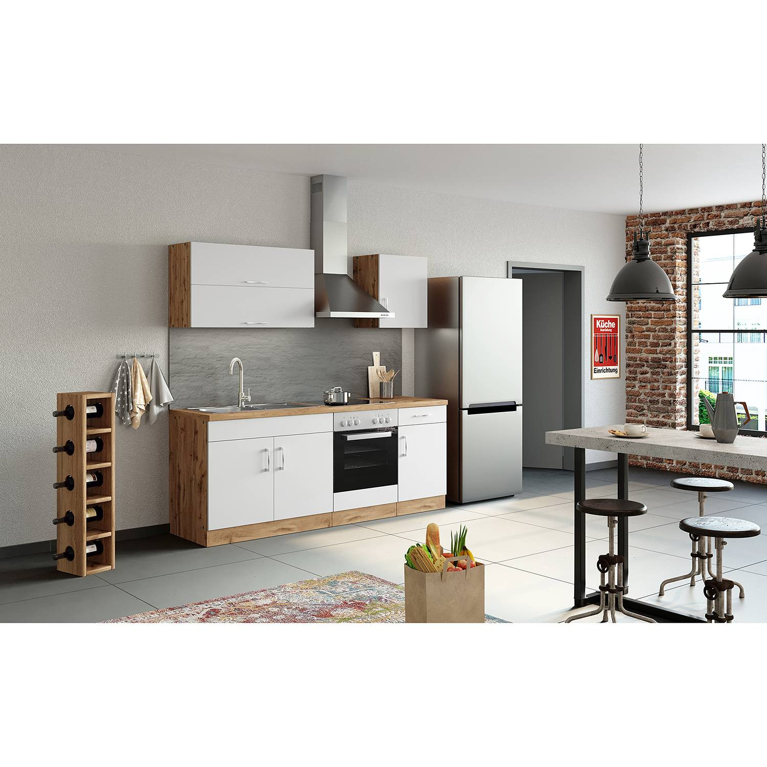 home24 Wandkast Sorrento I wit/Wotan eikenhouten look