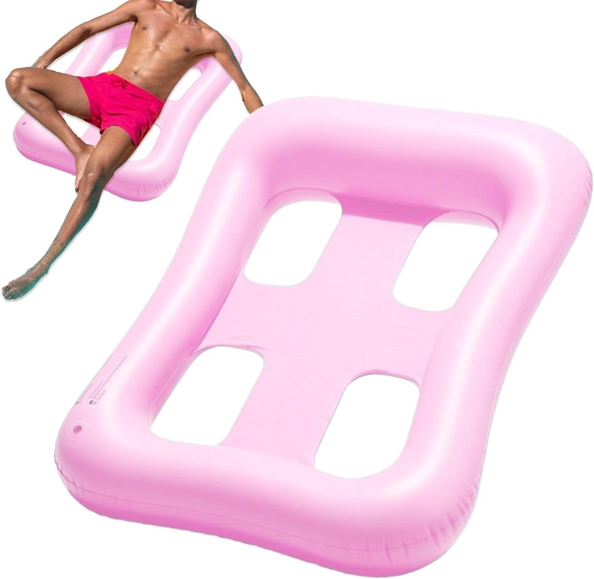 Roze opblaasbare drijvende zwembadmatras met ventilatie mesh, 90 x 120 cm