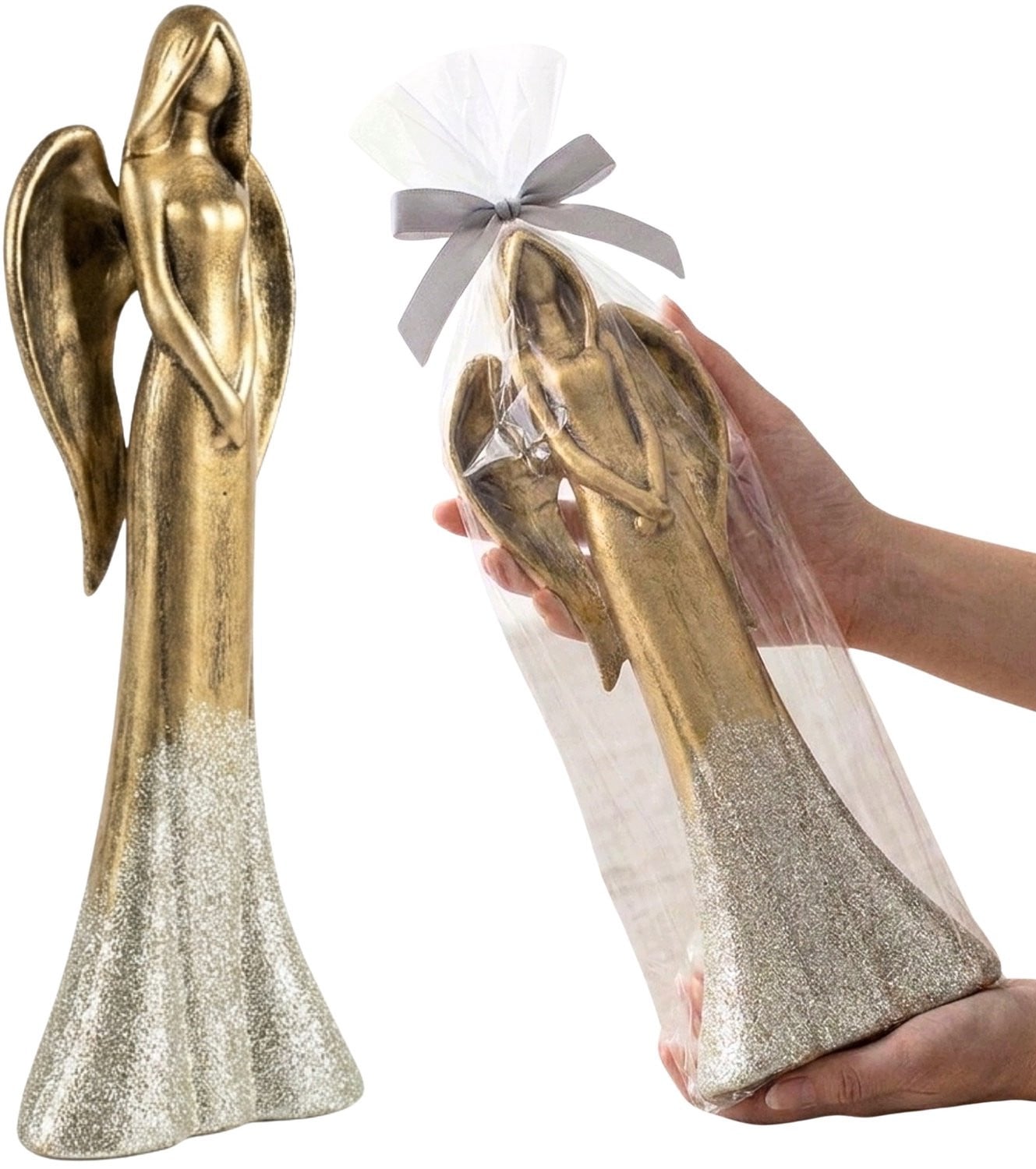 Gouden Keramiek Engel Figurijn Decoratie voor op tafel, 43 cm
