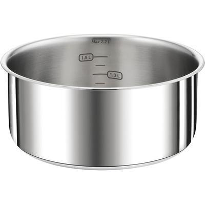 Kasserolle TEFAL "Ingenio Preference", edelstahlfarben, H:9,42cm Ø:18cm, Töpfe, Kasserolle, stapelbar, unbeschichtet, 18/10-Edelstahl, hochglanzpoliert
