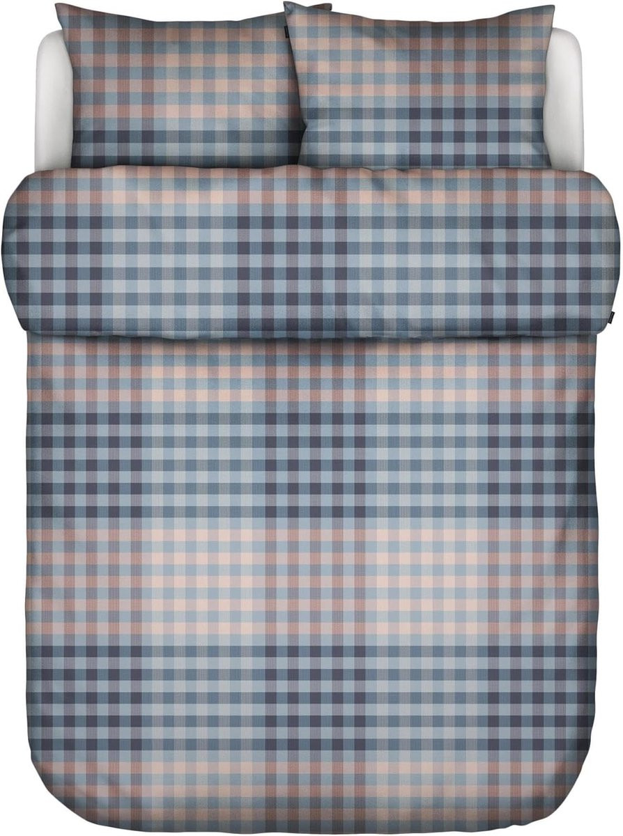 Dekbedovertrek Flanel Lits-Jumeaux XL - Biologisch Katoen GOTS - Gedekt Blauw - 260 x 200/220 cm