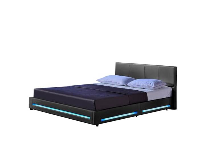 Home Deluxe - LED Bett Asteroid - Dunkelgrau, 160 x 200 cm - Inkl. Lattenrost I Polsterbett Design Bett inkl. Beleuchtung
