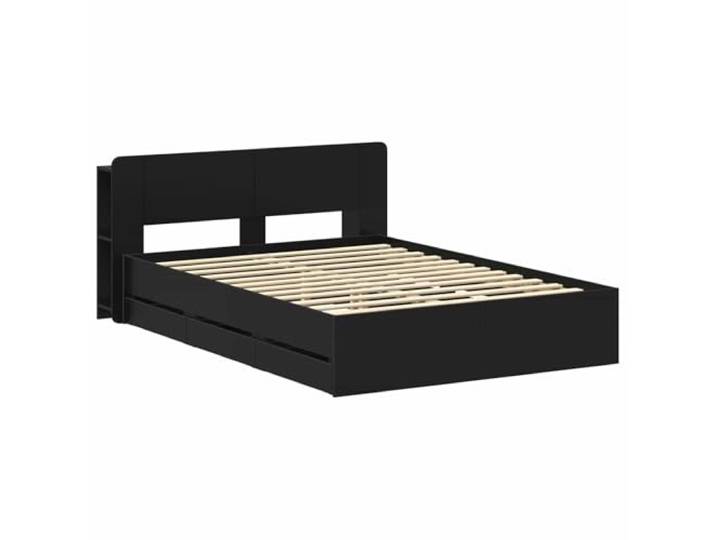 KTHLBRH Bettgestell mit Stauraum, Schwarz, 150 x 200 cm Technisches Holz, integrierte Schubladen, modernes Design, einfache Montage