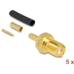 DeLOCK RP-SMA Buchse zum Crimpen RG-174 / RG-316 mit passendem Schrumpfschlauch