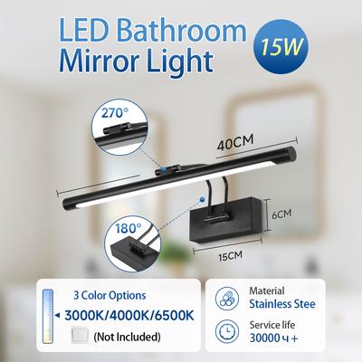 Fusion Finds Mirror Light Fixture With Tri Color Memory Mode For Bathroom Vanity & Makeup Mirror black 2