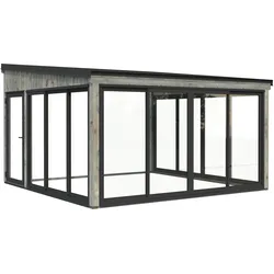Palmako Glashaus Lumi 16,6 m2 Slide grau tauchgrundiert