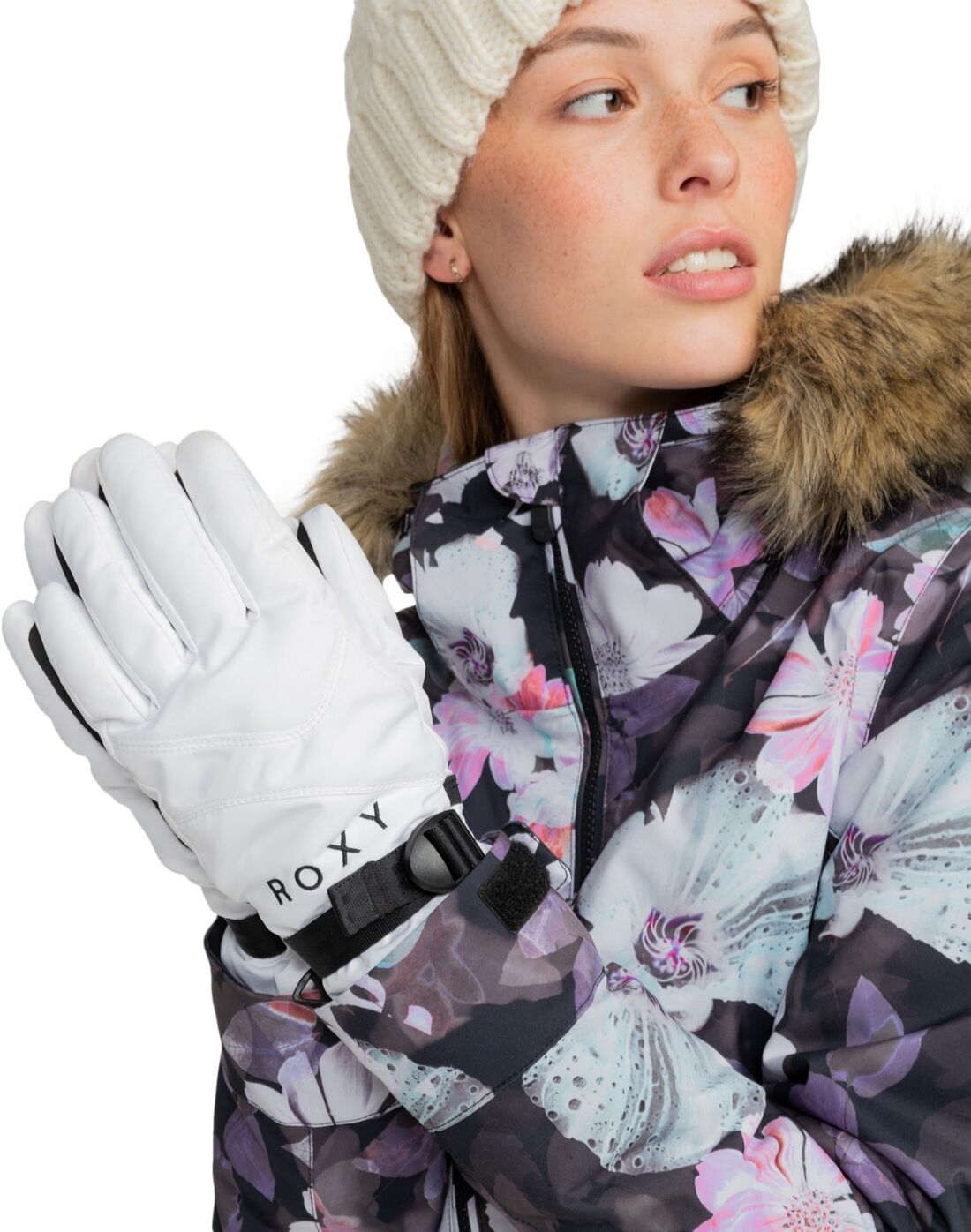 Snowboardhandschuhe ROXY "ROXY Jetty", Damen, Gr. XL, weiß, Kunstfaser, Handschuhe Snowboardhandschuhe