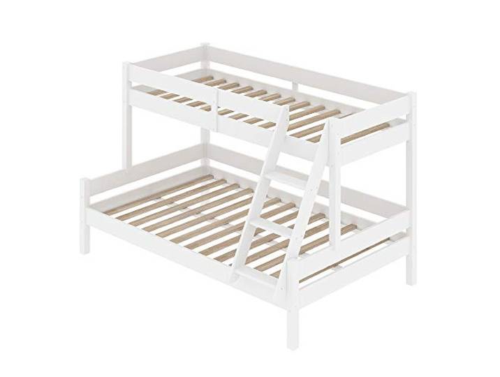 Vitalispa Etagenbett Everest , Weiß 120x200 / 80x200 cm mit integrierter Treppe und stabilem Lattenrostsystem