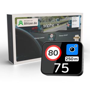 Saphe Blitzerwarner T mit Akku, Display & 5000 mAh Powerbank, automatisch aktiv, CarPlay & Android Auto, mit Blitzer.de