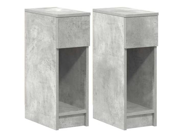 KUPTYERFG Nachttisch 2er Set Betongrau 20x36x60cm Beistelltisch Schmaler Nachtschrank fürs Schlafzimmer mit Schublade und Ablage aus Holzwerkstoff im modernen Betongrau Design.