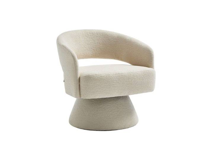 Fauteuil pivotant en tissu chenille beige FEDOTE