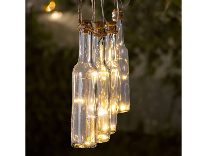 Flaschen Lichterkette, solarbetrieben, mit LED-Lichtern