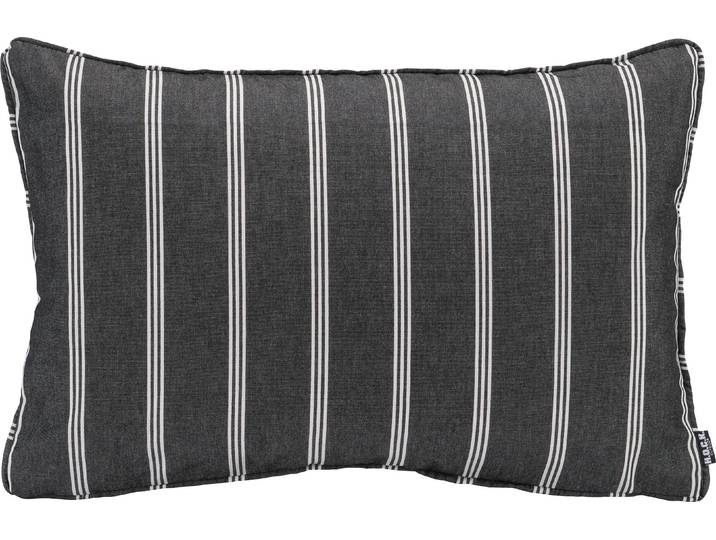 Dekokissen H.O.C.K. New England , schwarz (schwarz, gestreift), B:60cm H:10cm L:40cm, Kunstfaser, Dekokissen_Sitzkissen_Kissenhüllen, Dekokissen, mit Streifen, Kissenhülle mit Füllung, 1 Stück