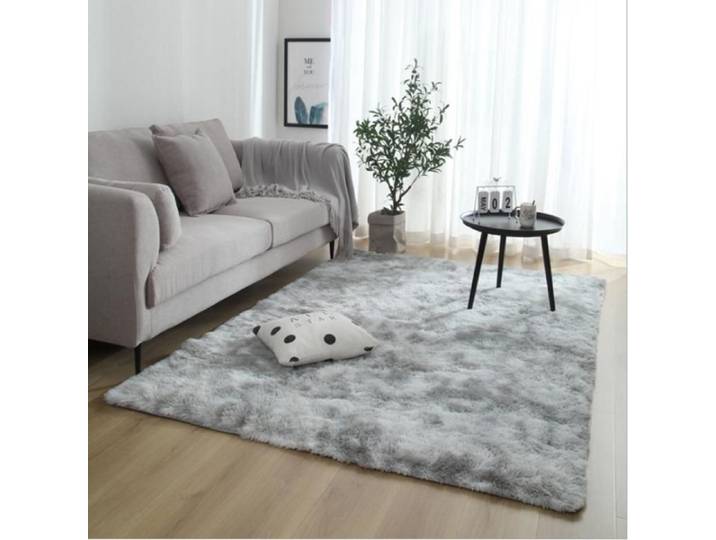 Tapis salon shaggy 160 - Vantory - x 230 cm descente de lit tapis poils longs (gris clair) tapis doux pour salon chambre canapé