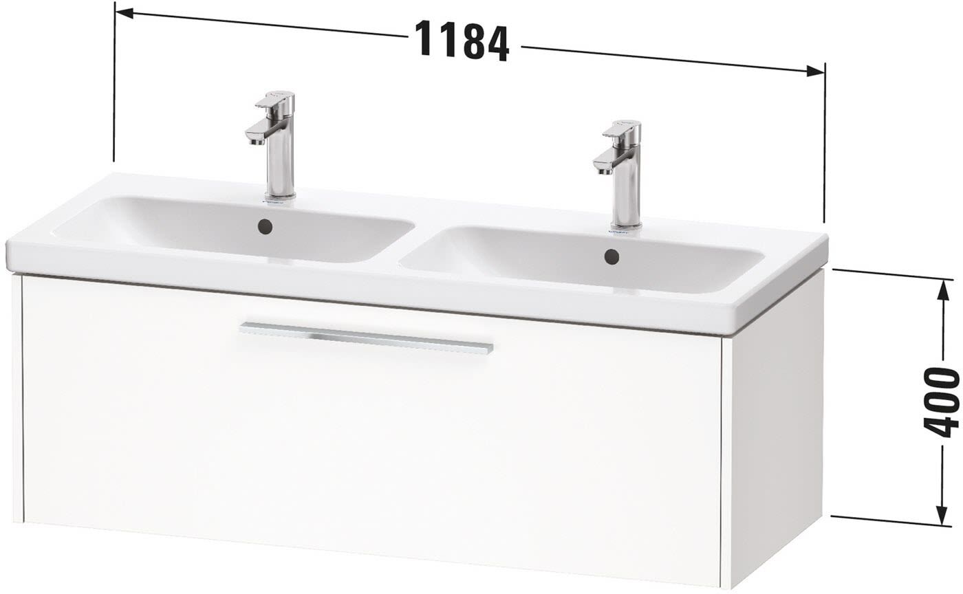 Duravit D-Code Waschtischunterbau 118,4 cm, 1 Auszug, Griff diamantschwarz